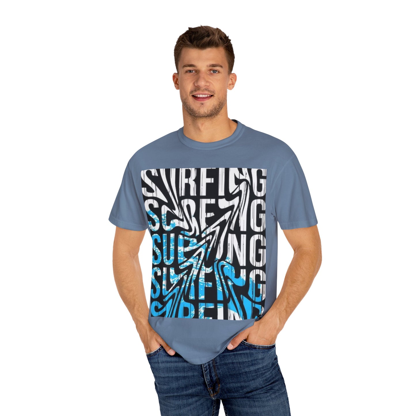 Wave Surfing Unisex Garment-Dyed T-Shirt | Casual Beachwear, Summer Style, Surfing Gift, Graphic Tee, Coastal Vibes