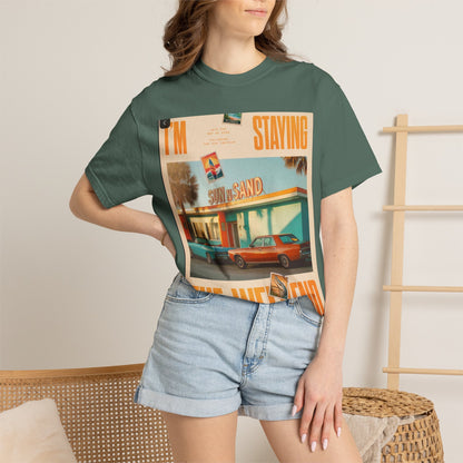 Weekend Staycation Vintage T-Shirt — "I'm Staying the Weekend" Retro Diner Design