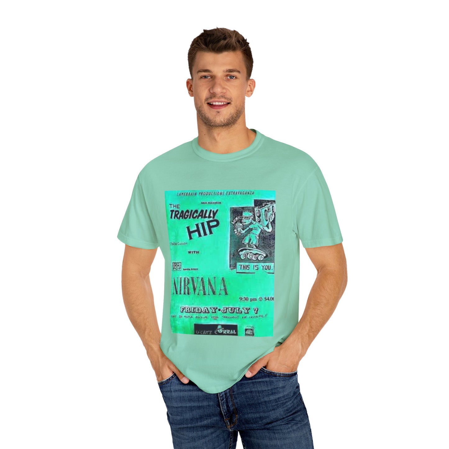 Retro Band Graphic T-Shirt - Nirvana & Tragically Hip Design