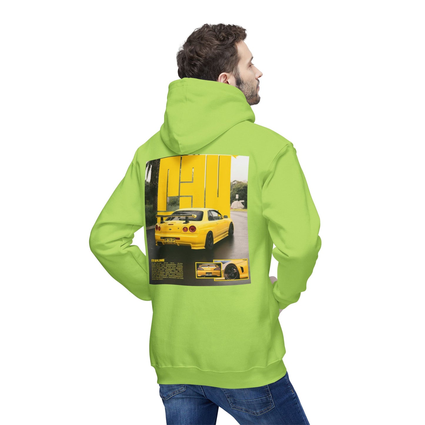 Unisex Hooded Sweatshirt - Retro Car Graphic - Made in the USA