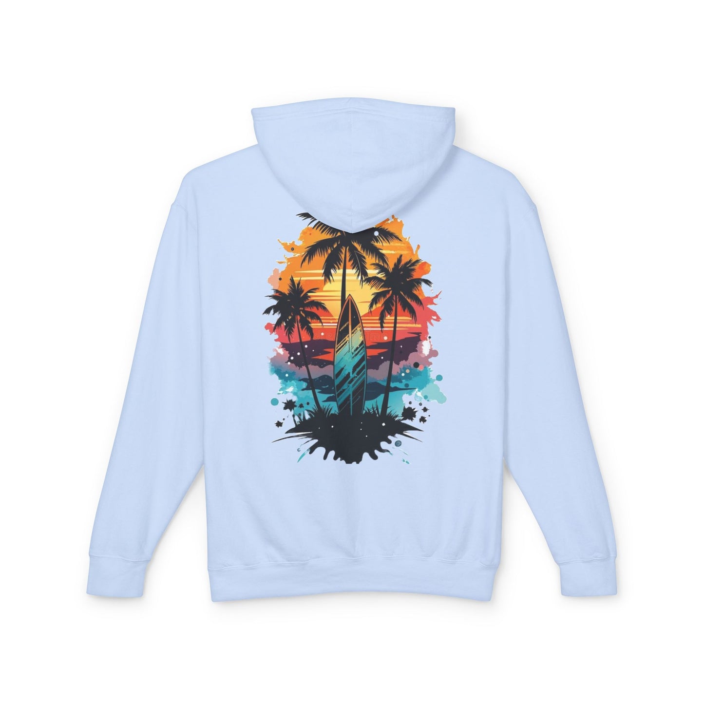 Coastal Sunset Surf Hoodie - Unisex Lightweight Hooded Sweatshirt