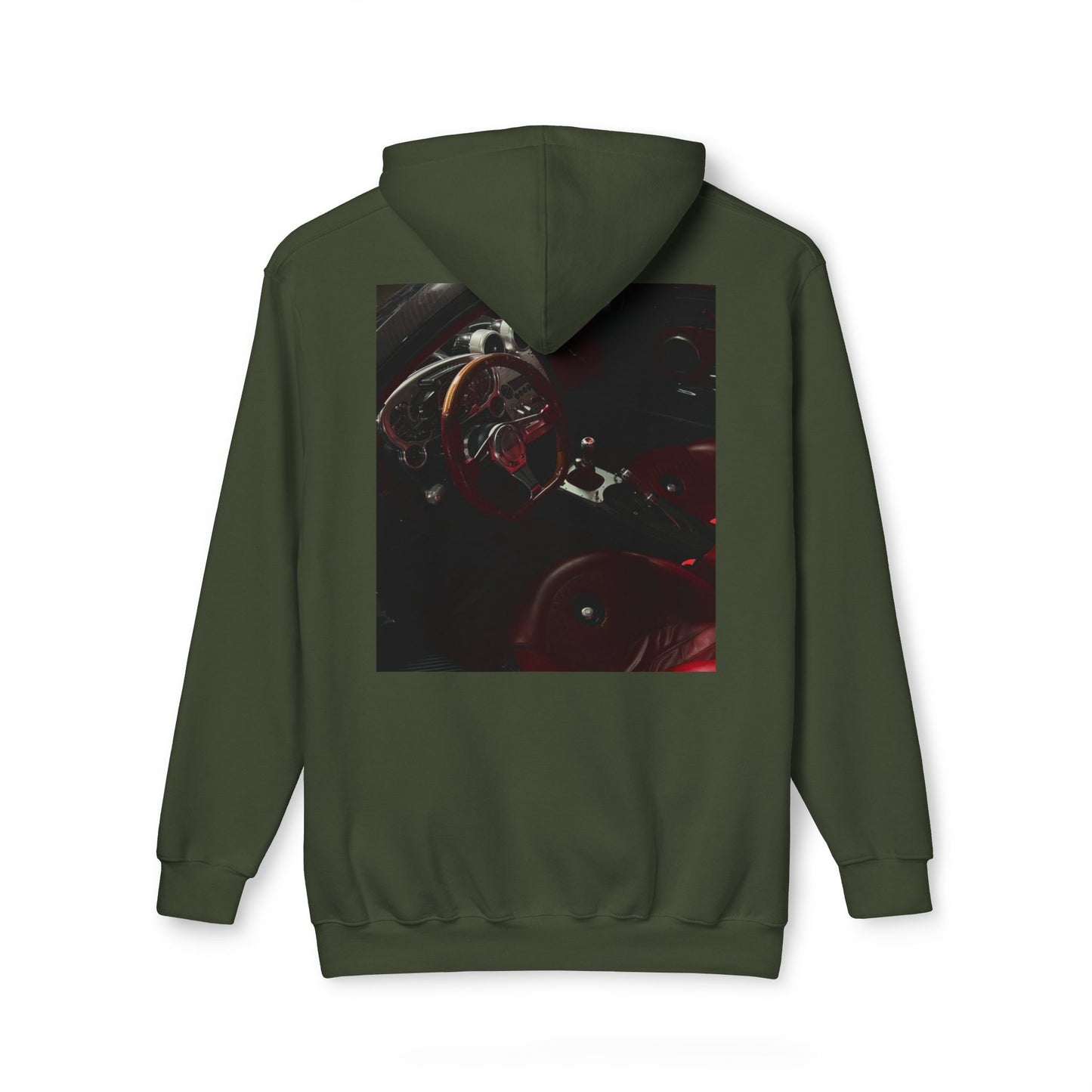 Unisex Hooded Sweatshirt with Retro Car Interior Design | Cozy Style for Auto Enthusiasts