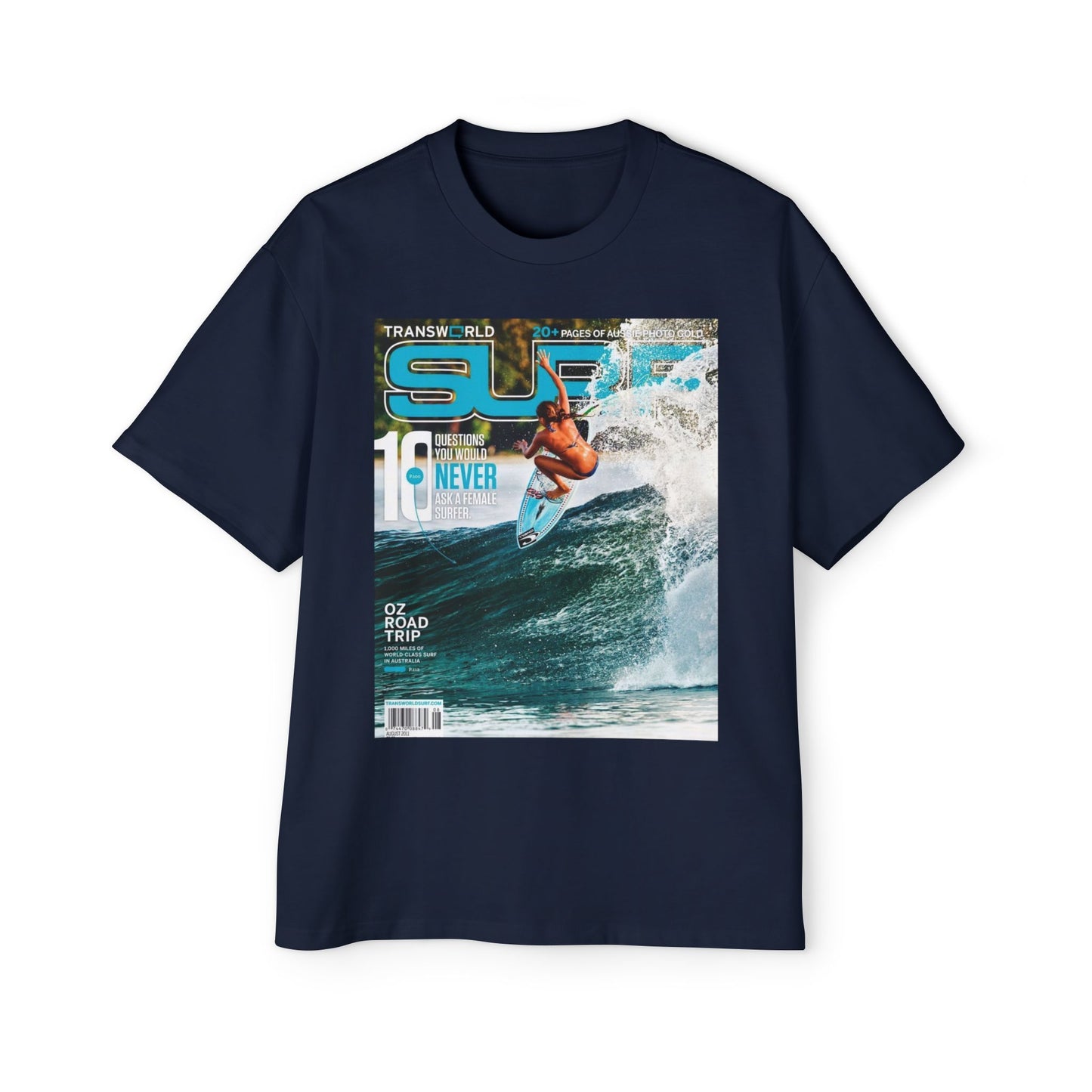 Surf Magazine Graphic Tee — Vintage Surfer Print Oversized T-Shirt