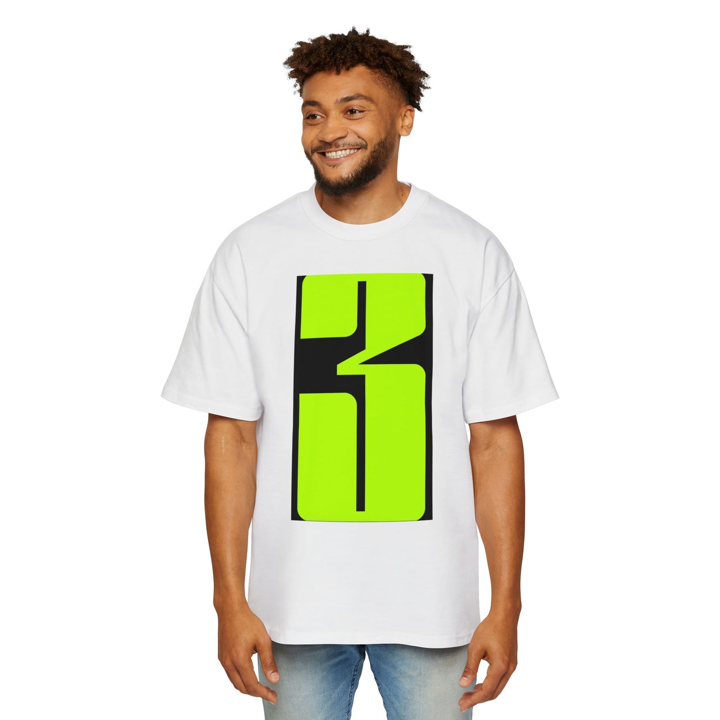 Oversized Tee — Neon Abstract '3' Graphic