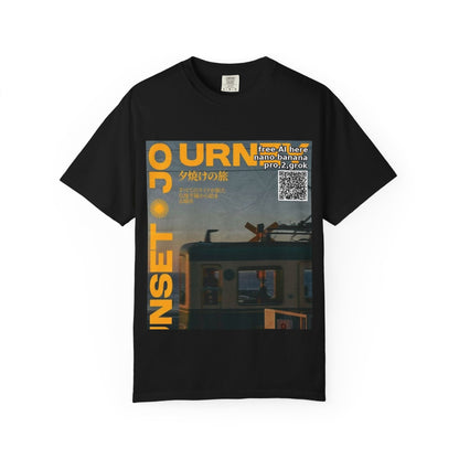 Sunset Train Graphic T-Shirt — Japanese Retro Transit Poster Tee