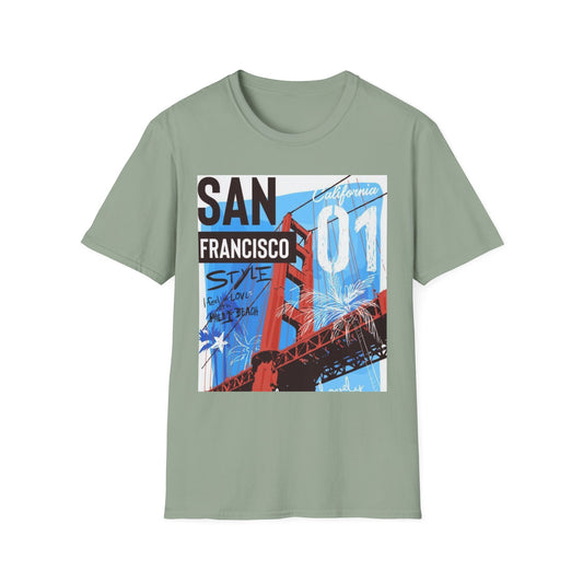 San Francisco Graphic Unisex Softstyle T-Shirt - California Vibe, Perfect for Beach Lovers