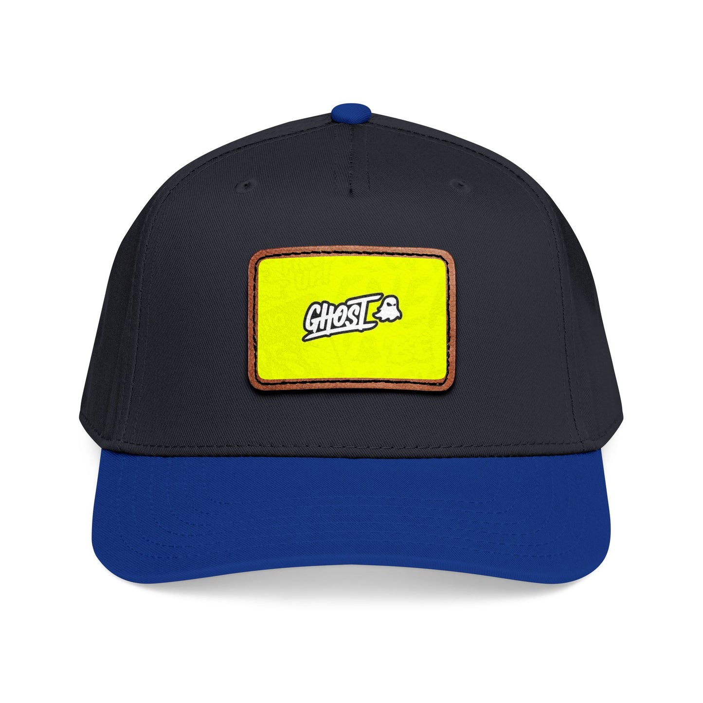 Ghost Patch Baseball Cap — Mid Profile Leather Rectangle Hat