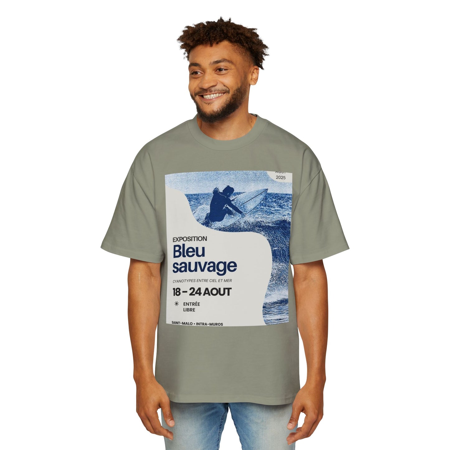 Bleu Sauvage Surf Tee — Men's Oversized Graphic T-Shirt