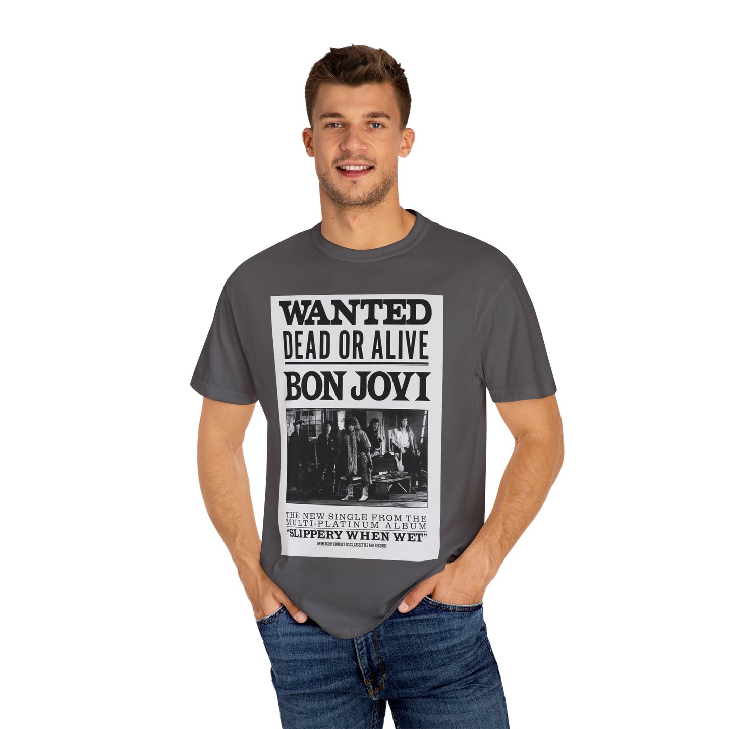 Bon Jovi Wanted Dead or Alive Unisex Garment-Dyed T-Shirt