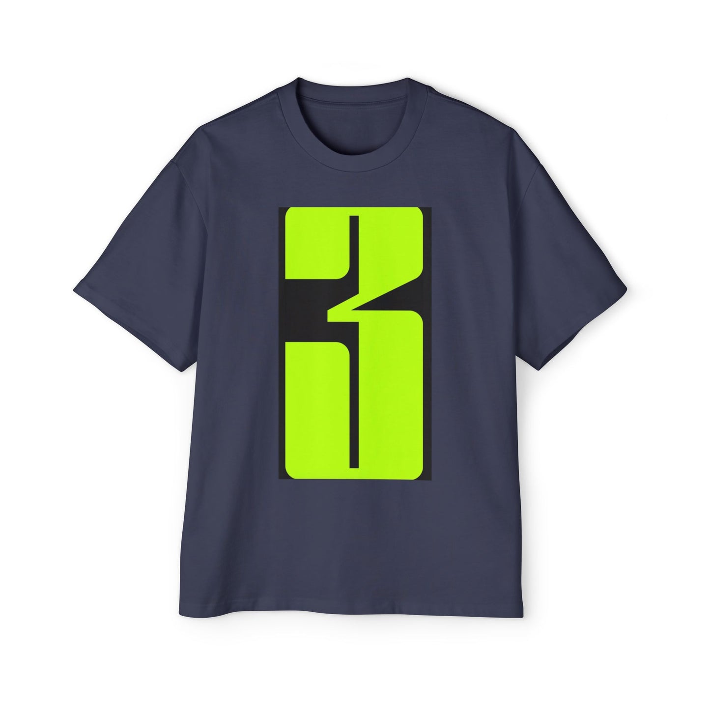 Oversized Tee — Neon Abstract '3' Graphic