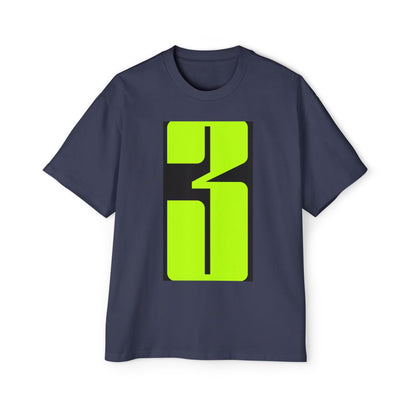 Oversized Tee — Neon Abstract '3' Graphic