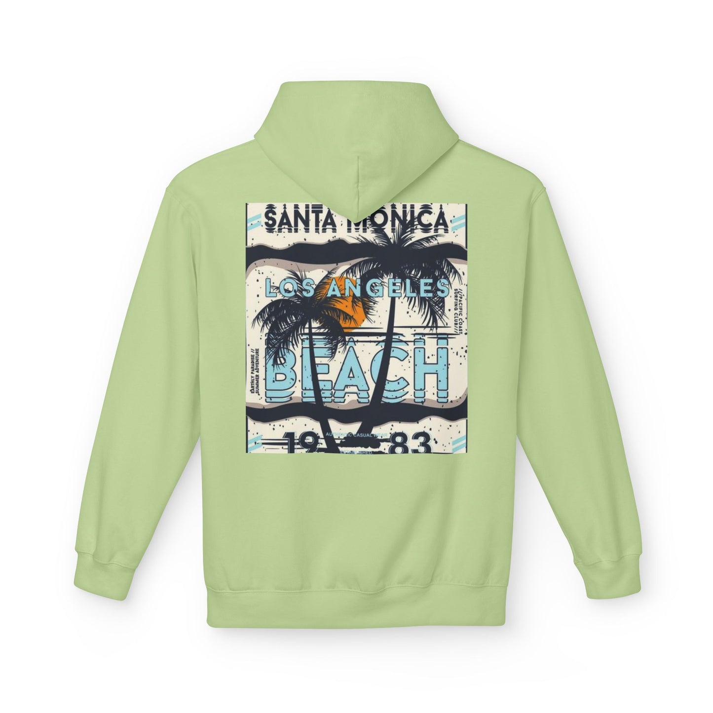 Santa Monica Beach Vintage Fleece Hoodie - Unisex, Cozy Casual Wear, Perfect for Beach Lovers, Summer Vibes, Travel Souvenir, Birthday Gift