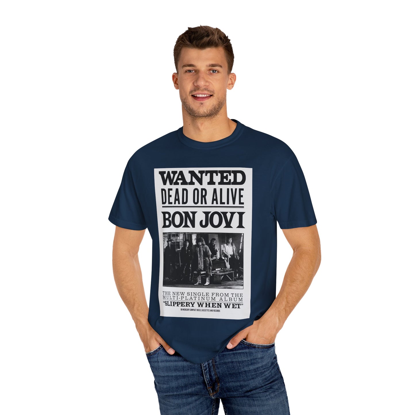 Bon Jovi Wanted Dead or Alive Unisex Garment-Dyed T-Shirt