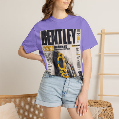Bentley Continental GT Newspaper Graphic T‑Shirt — Vintage Racing Poster Tee