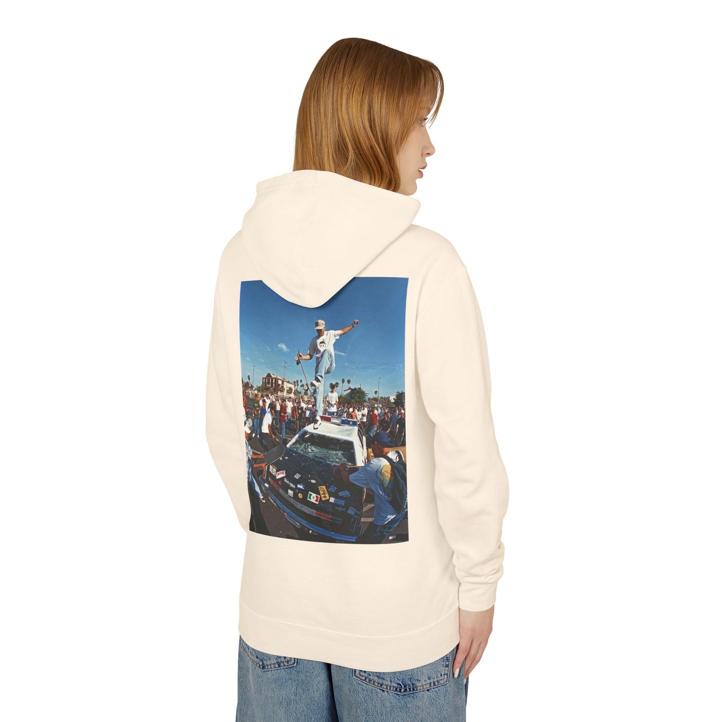 Unisex Lightweight Hooded Sweatshirt - Retro Street Vibe Graphic
