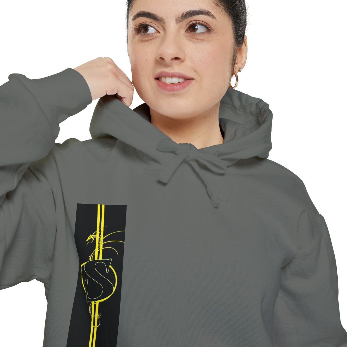 Volleyball Stripe Hoodie — Retro Yellow & Black Volleyball Design