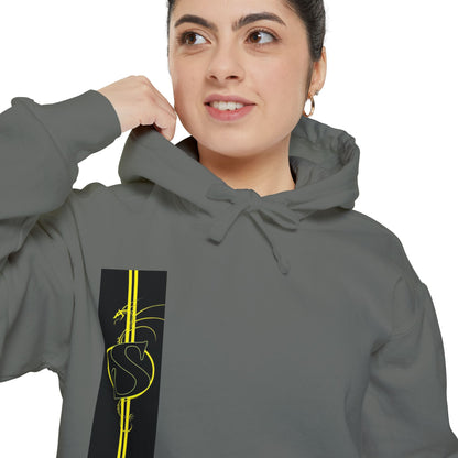 Volleyball Stripe Hoodie — Retro Yellow & Black Volleyball Design