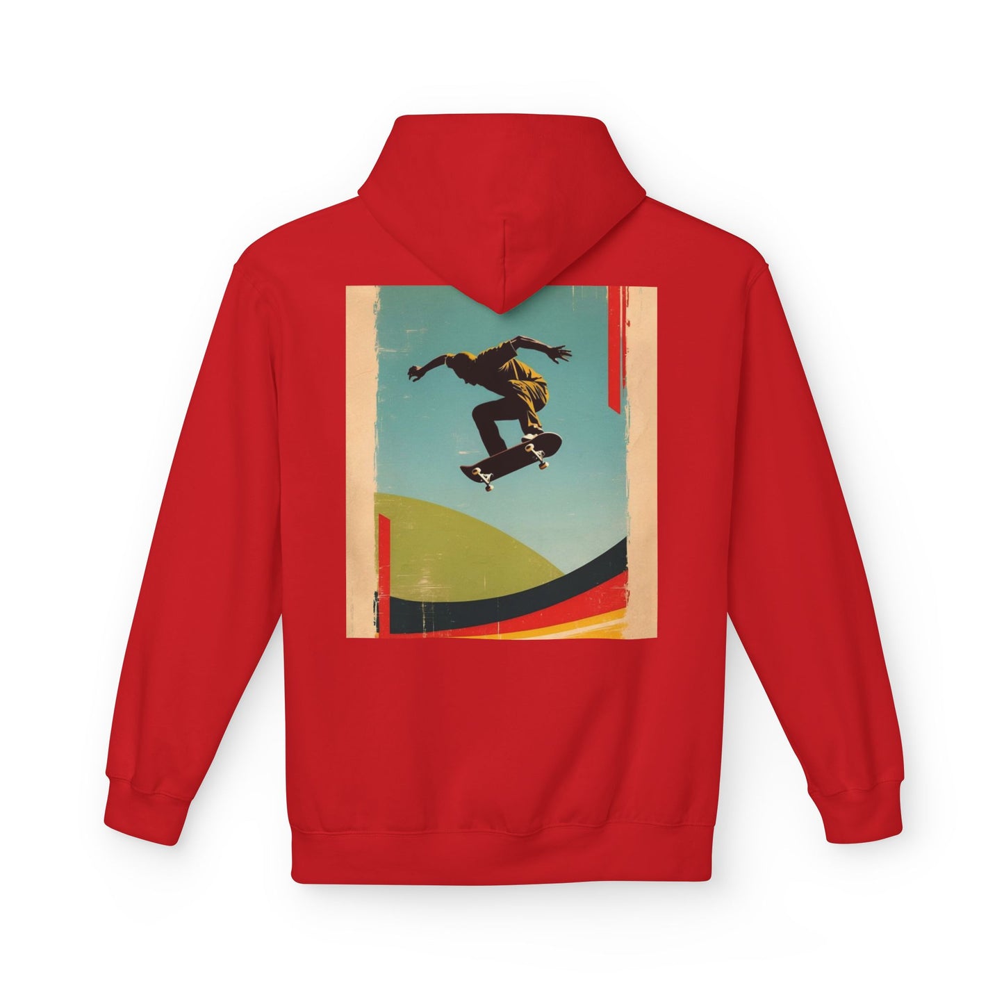 Retro Skateboarder Fleece Hoodie - Unisex Softstyle Pullover