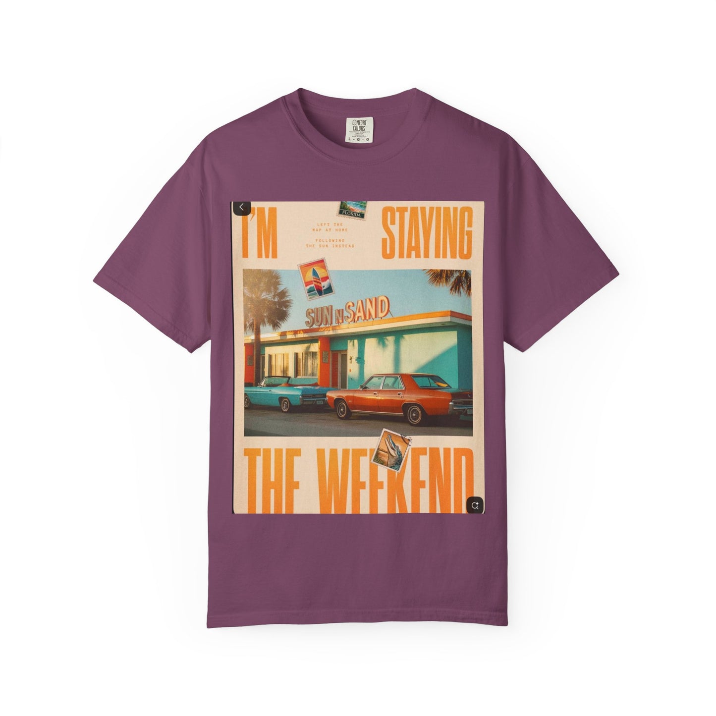 Weekend Staycation Vintage T-Shirt — "I'm Staying the Weekend" Retro Diner Design