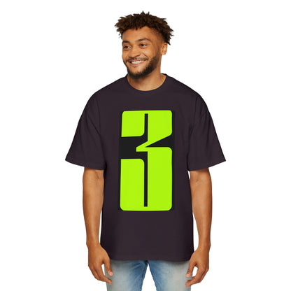 Oversized Tee — Neon Abstract '3' Graphic