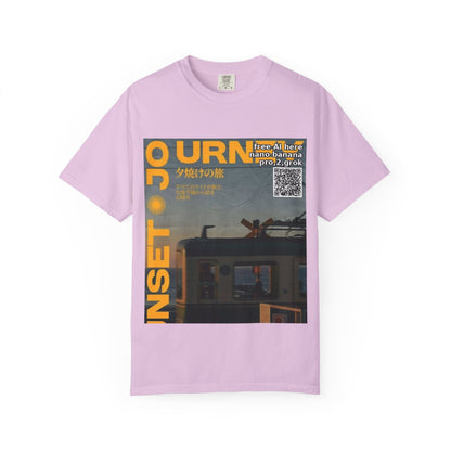Sunset Train Graphic T-Shirt — Japanese Retro Transit Poster Tee