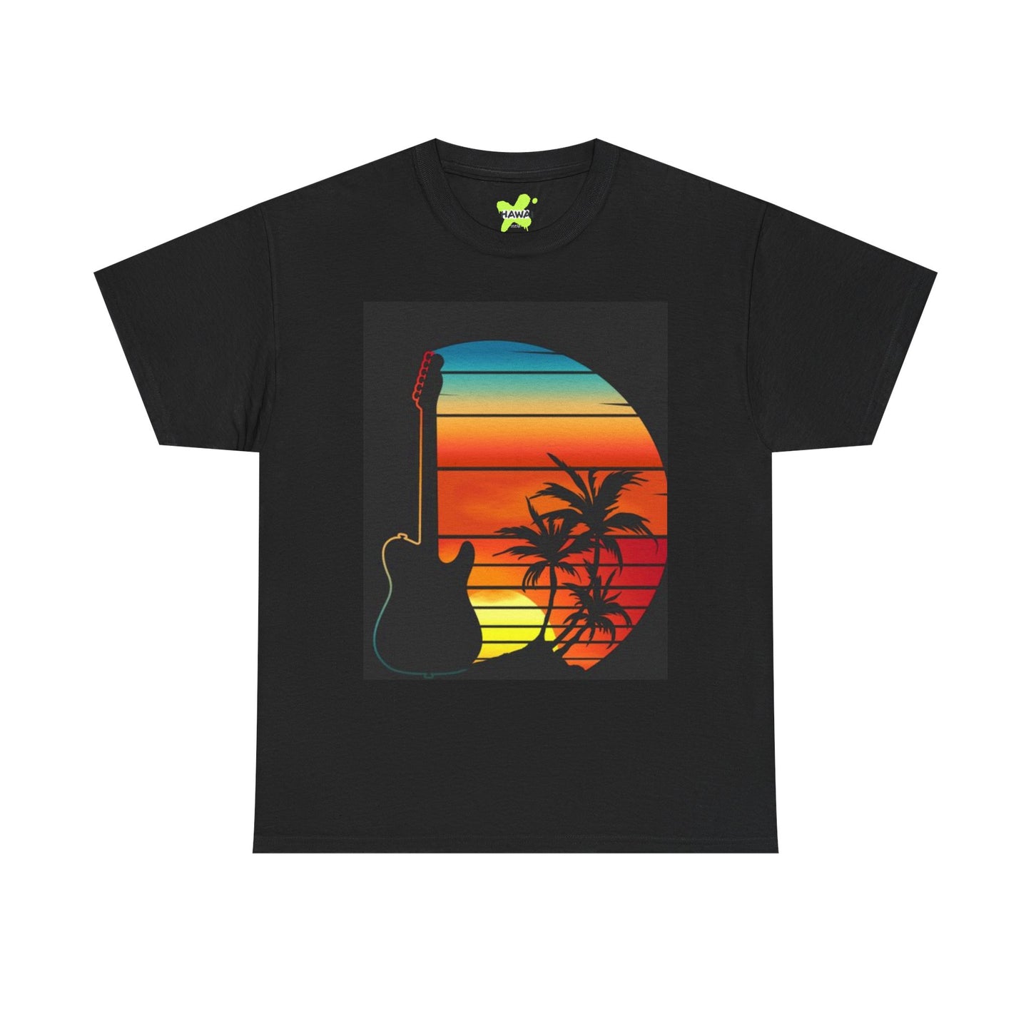 Sunset Guitar Vibe Unisex Heavy Cotton Tee