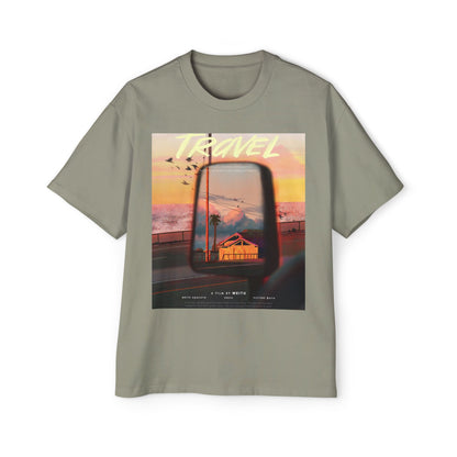 Travel Sunset Tee — Retro Roadside Mirror Graphic T-Shirt