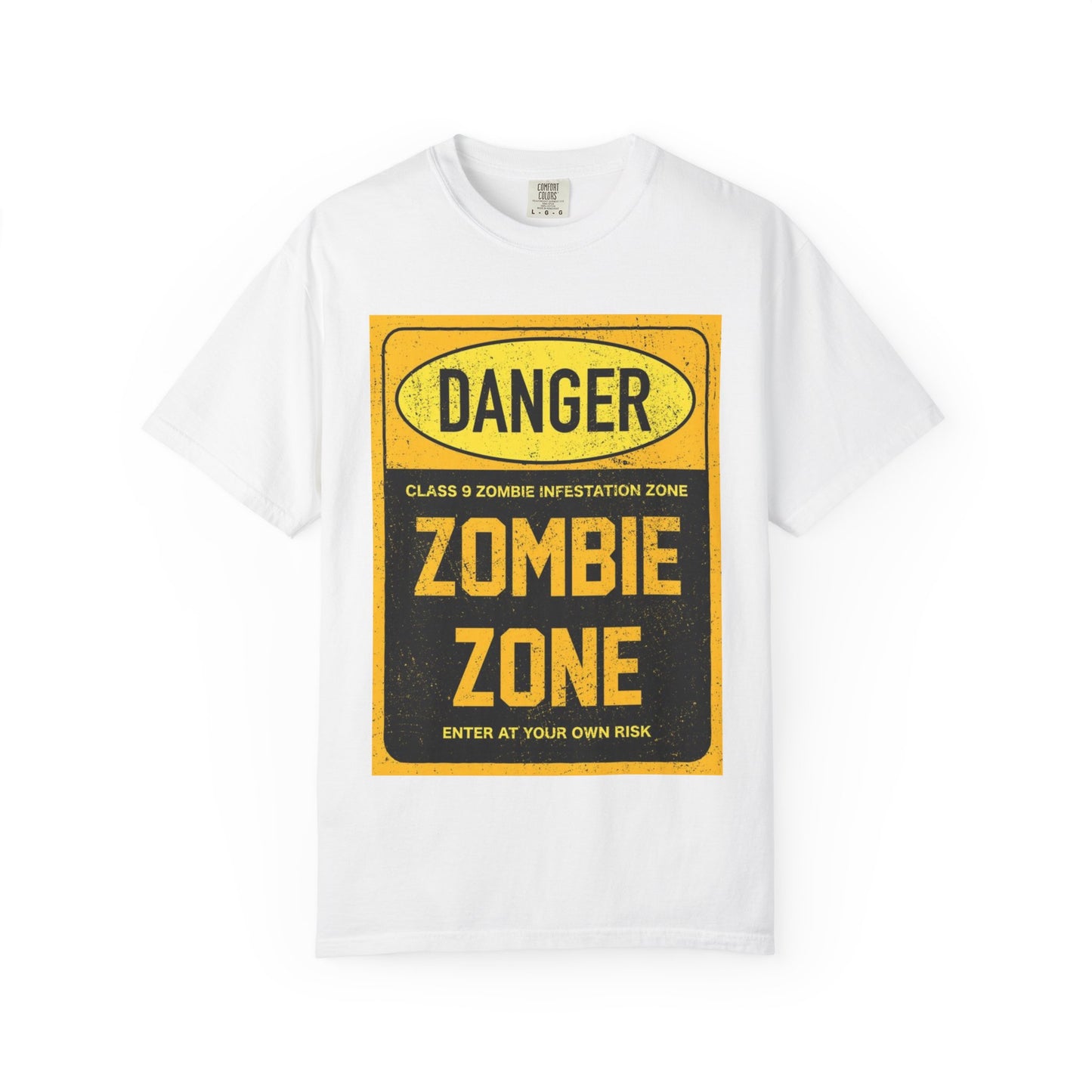 Zombie Zone T-Shirt - Unisex Danger Graphic Tee for Halloween & Horror Fans