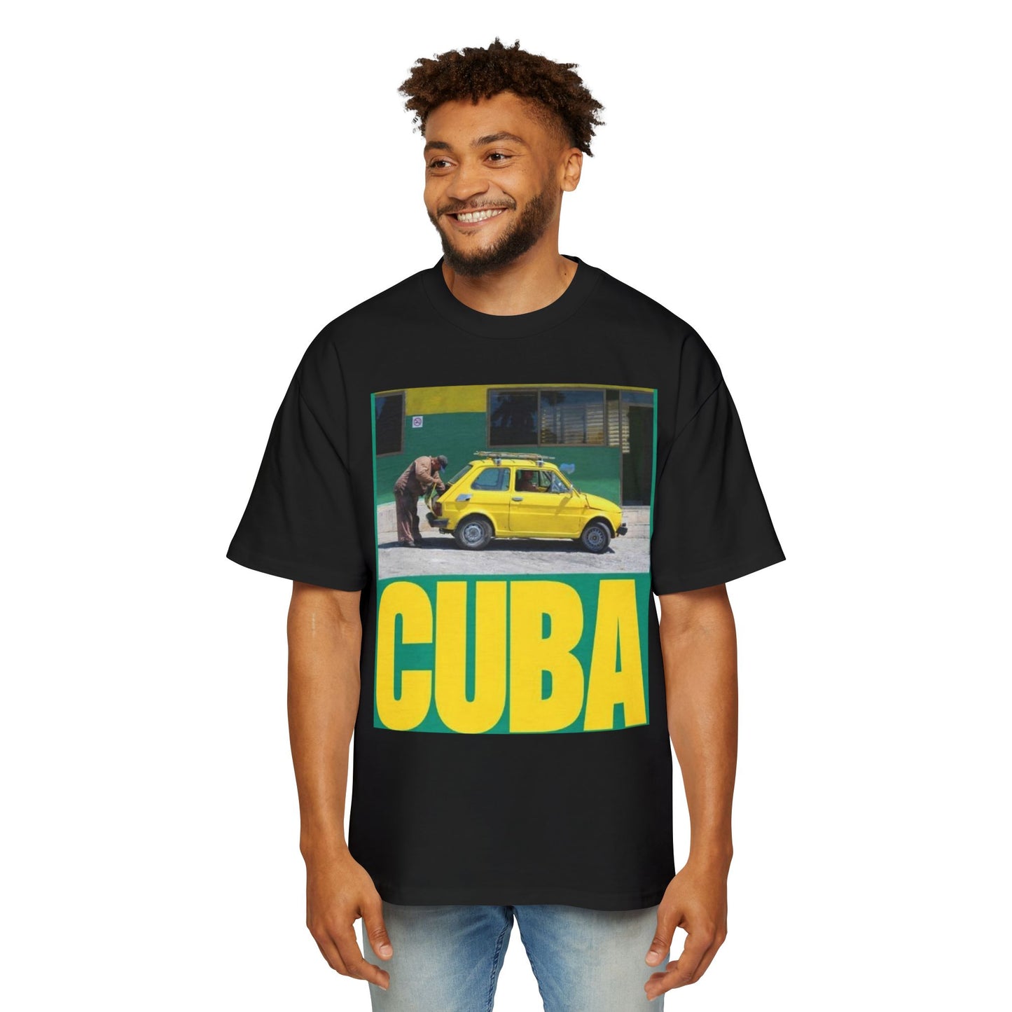 Cuba Vintage Photo Tee — Retro Yellow Car Graphic T-Shirt