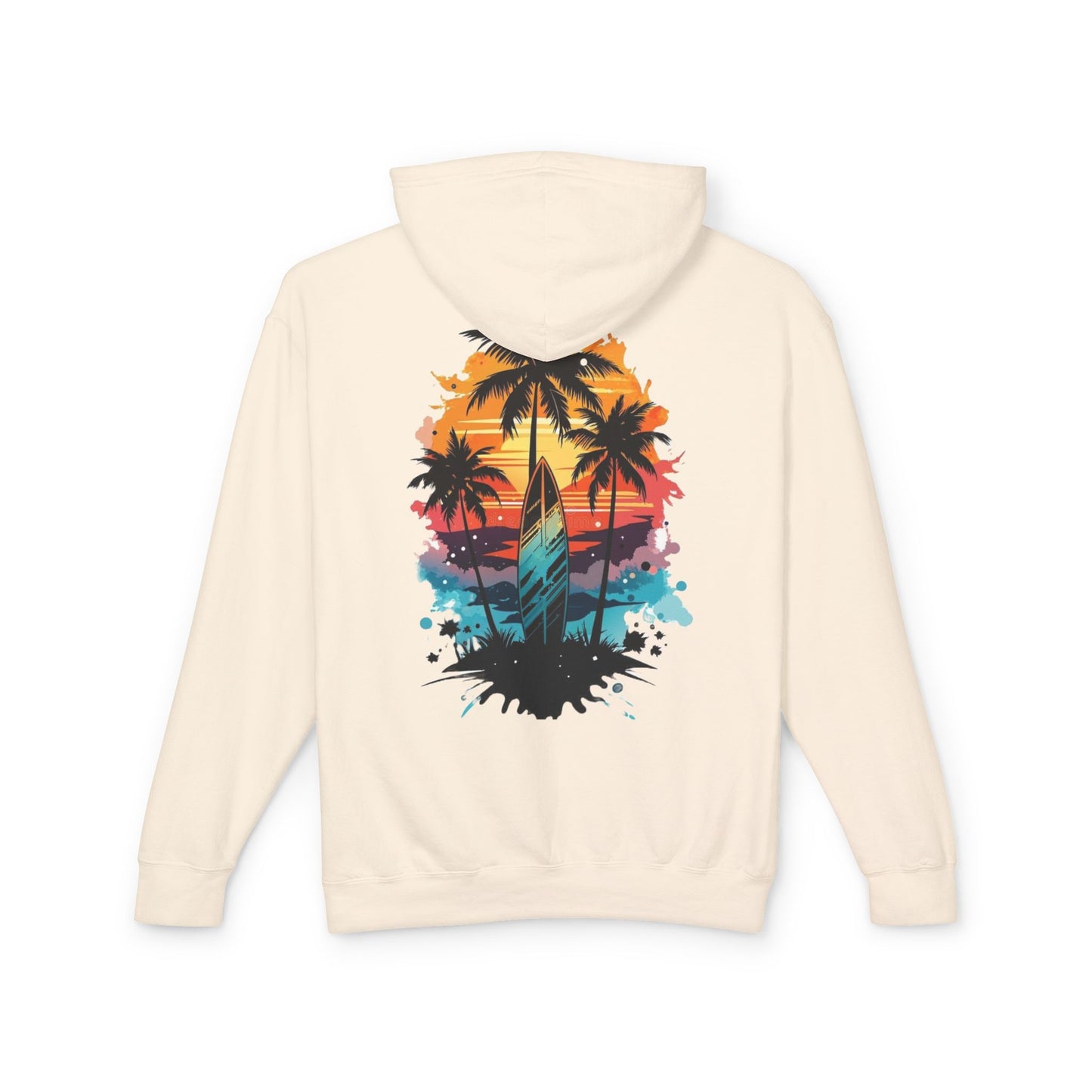Coastal Sunset Surf Hoodie - Unisex Lightweight Hooded Sweatshirt