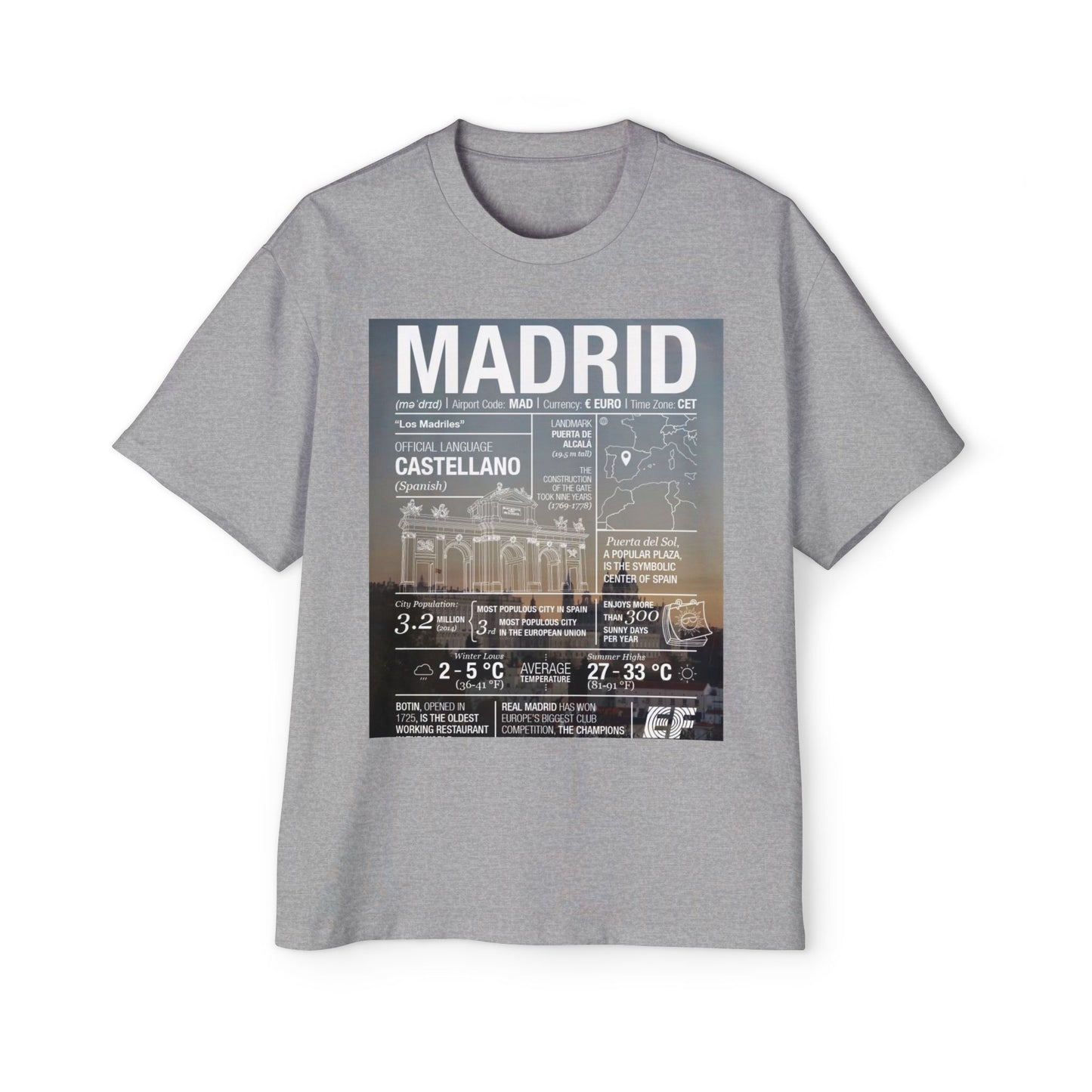 Madrid Graphic Tee — Vintage City Weather Poster T‑Shirt