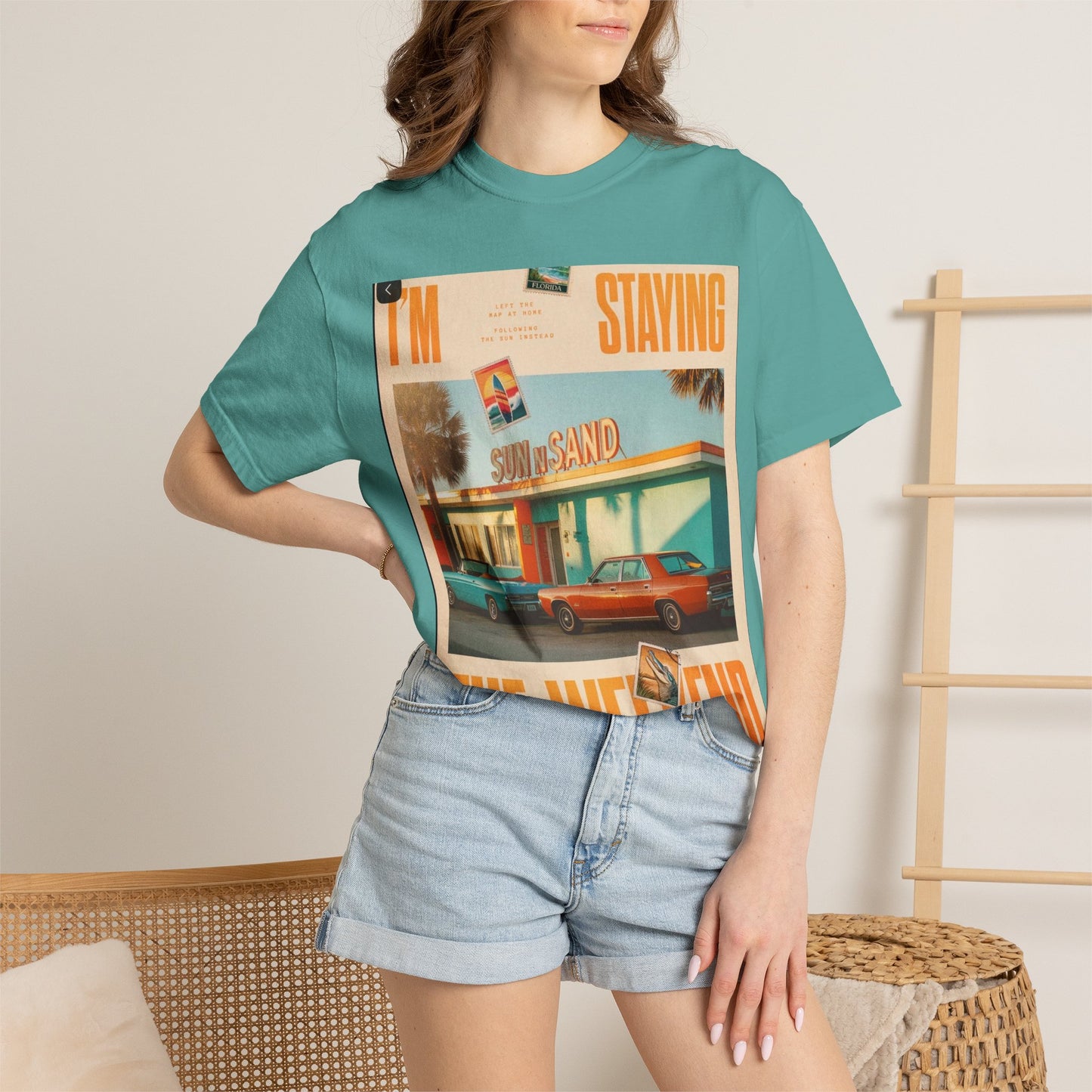 Weekend Staycation Vintage T-Shirt — "I'm Staying the Weekend" Retro Diner Design