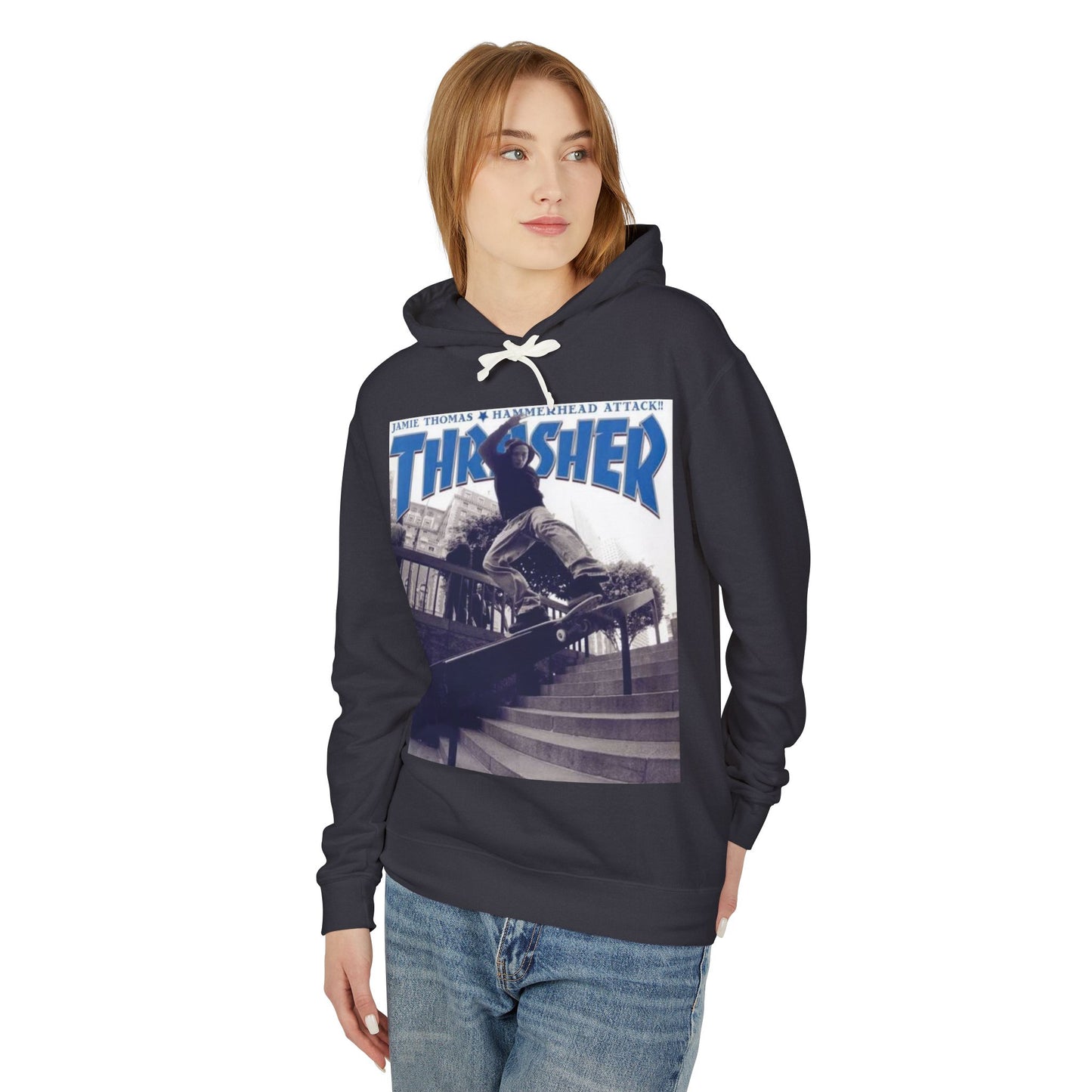 Skateboarder Graphic Hoodie, Unisex Sweatshirt, Thrasher Inspired Apparel, Casual Wear, Gift for Skaters