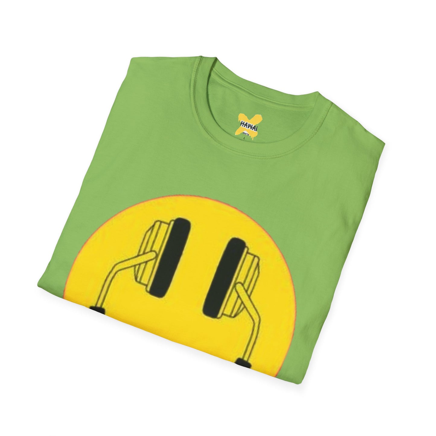 Happy Vibes Unisex Softstyle T-Shirt - Smiley Face with Headphones