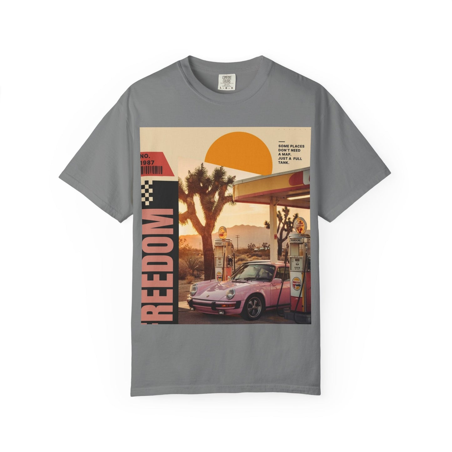 Freedom Road T-Shirt — Retro Desert Sunset Vintage Car Graphic