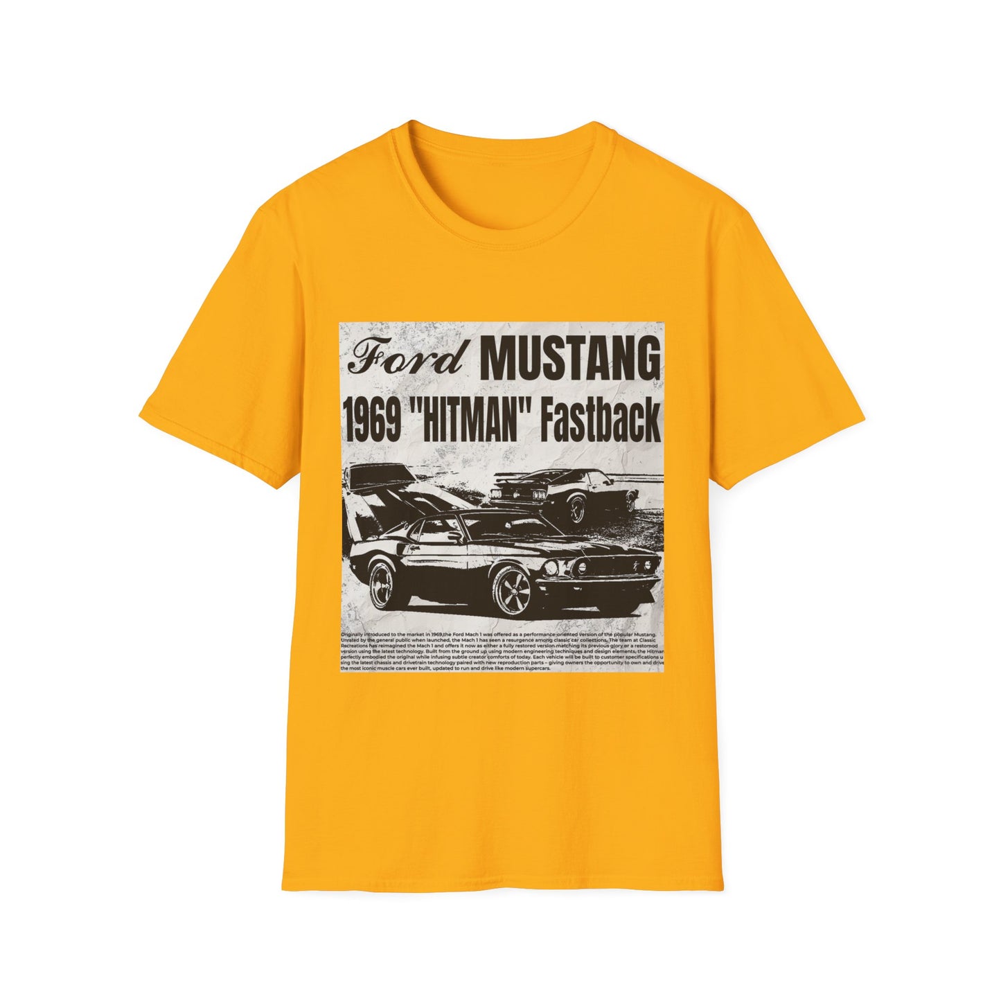 Vintage 1969 Ford Mustang 'Hitman' Unisex T-Shirt - Classic Car Enthusiast Apparel