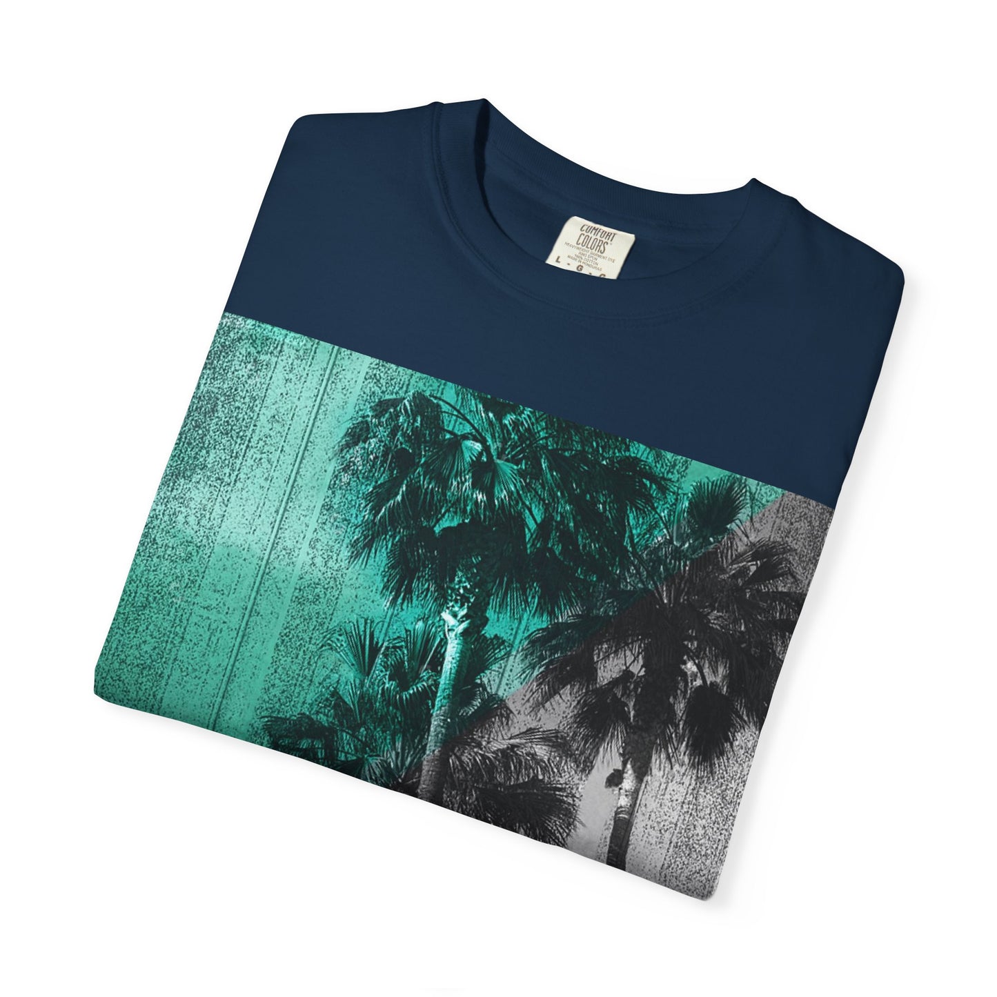 Palm Trees Photo Tee — Vintage Teal Sunset T-Shirt