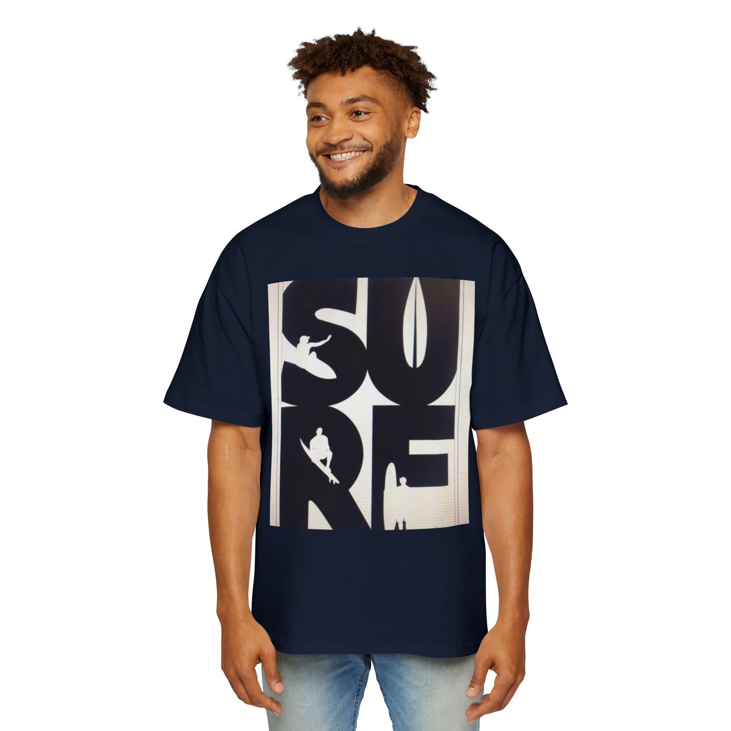 Surf Graphic Tee — Oversized Men's Surfboard Silhouette Shirt