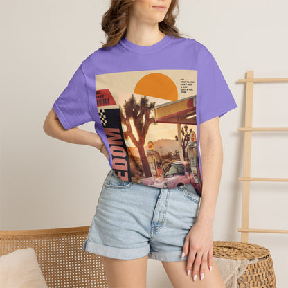 Freedom Road T-Shirt — Retro Desert Sunset Vintage Car Graphic