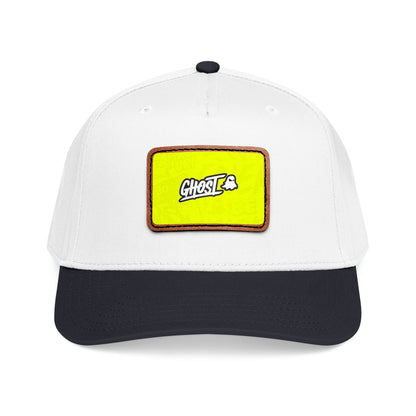Ghost Patch Baseball Cap — Mid Profile Leather Rectangle Hat