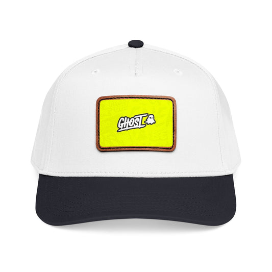Ghost Patch Baseball Cap — Mid Profile Leather Rectangle Hat