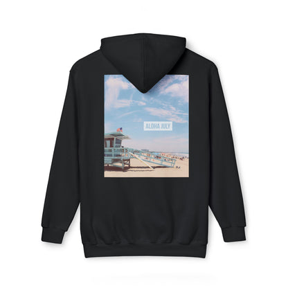 Aloha July Unisex Hooded Sweatshirt - Beach Vibes, Made in USA