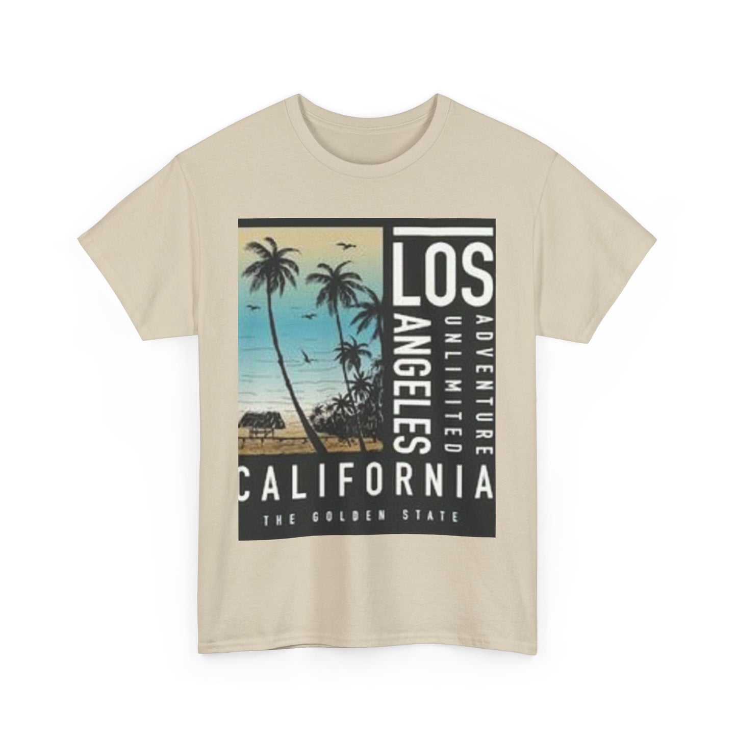 California Adventure Unisex Heavy Cotton Tee, Summer Style Shirt, Beach Vacation Top, Los Angeles Gift, Travel Apparel