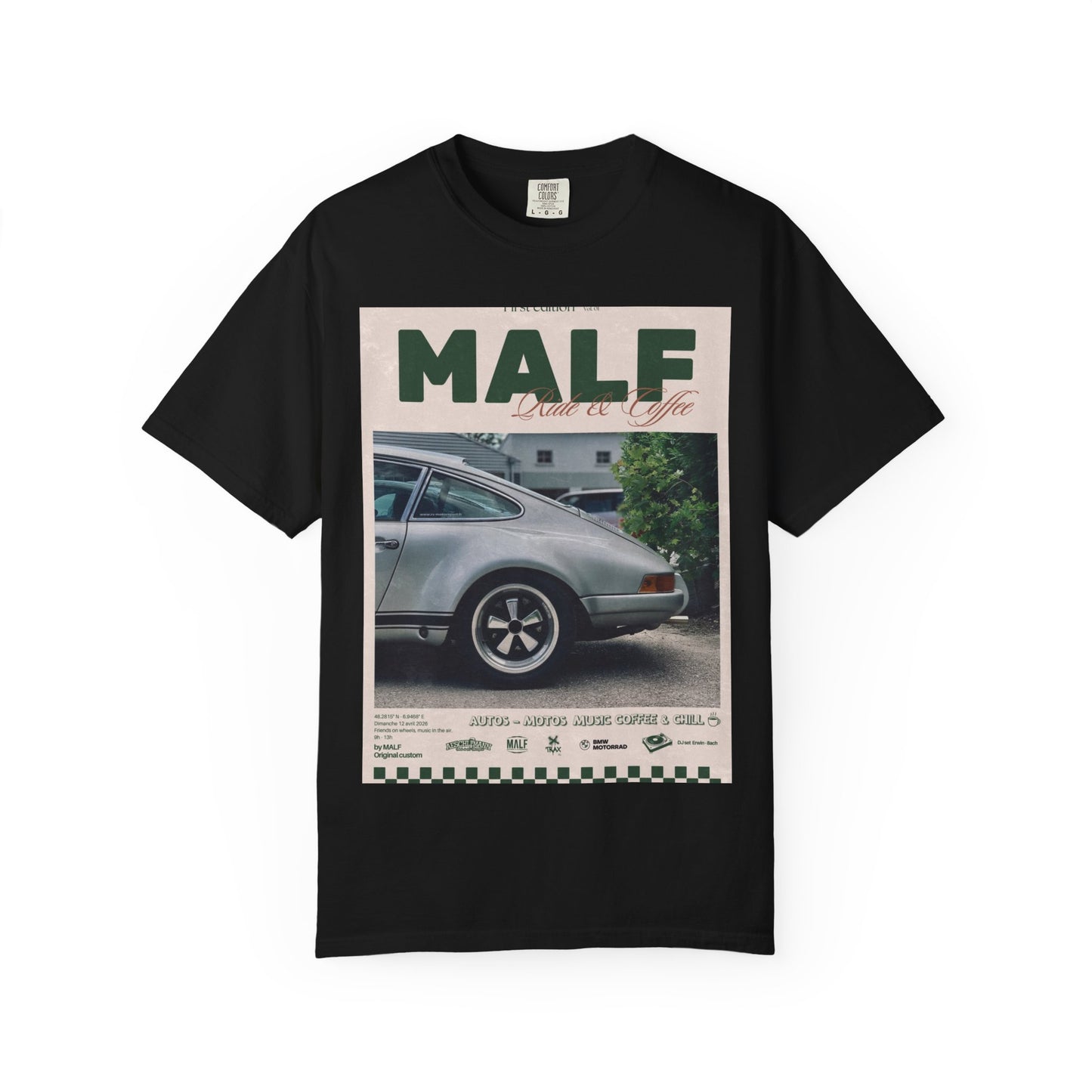 Vintage Porsche Photo Tee — "MALF Live to Ride" Graphic T-Shirt