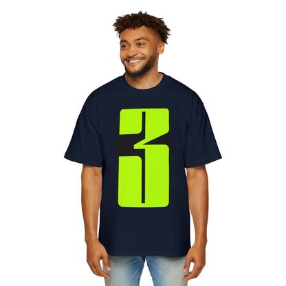 Oversized Tee — Neon Abstract '3' Graphic