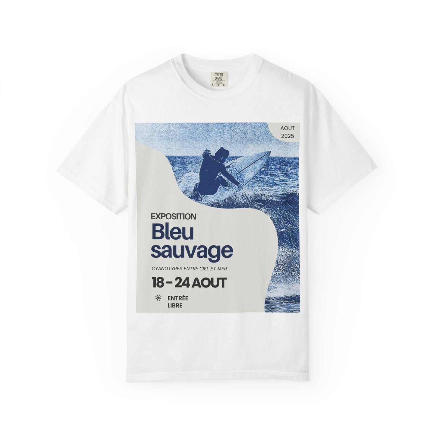 Bleu Sauvage Surf Poster T-Shirt — Vintage French Surfing Graphic Tee