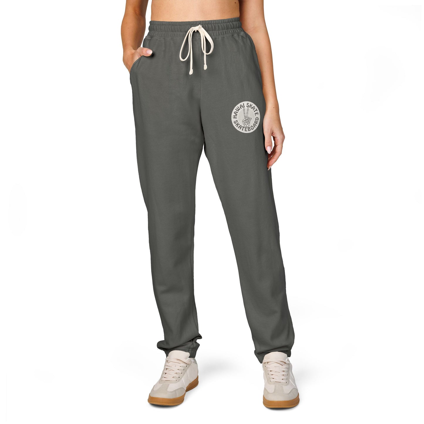Embroidered Compass Fleece Sweatpants — Casual Travel Joggers