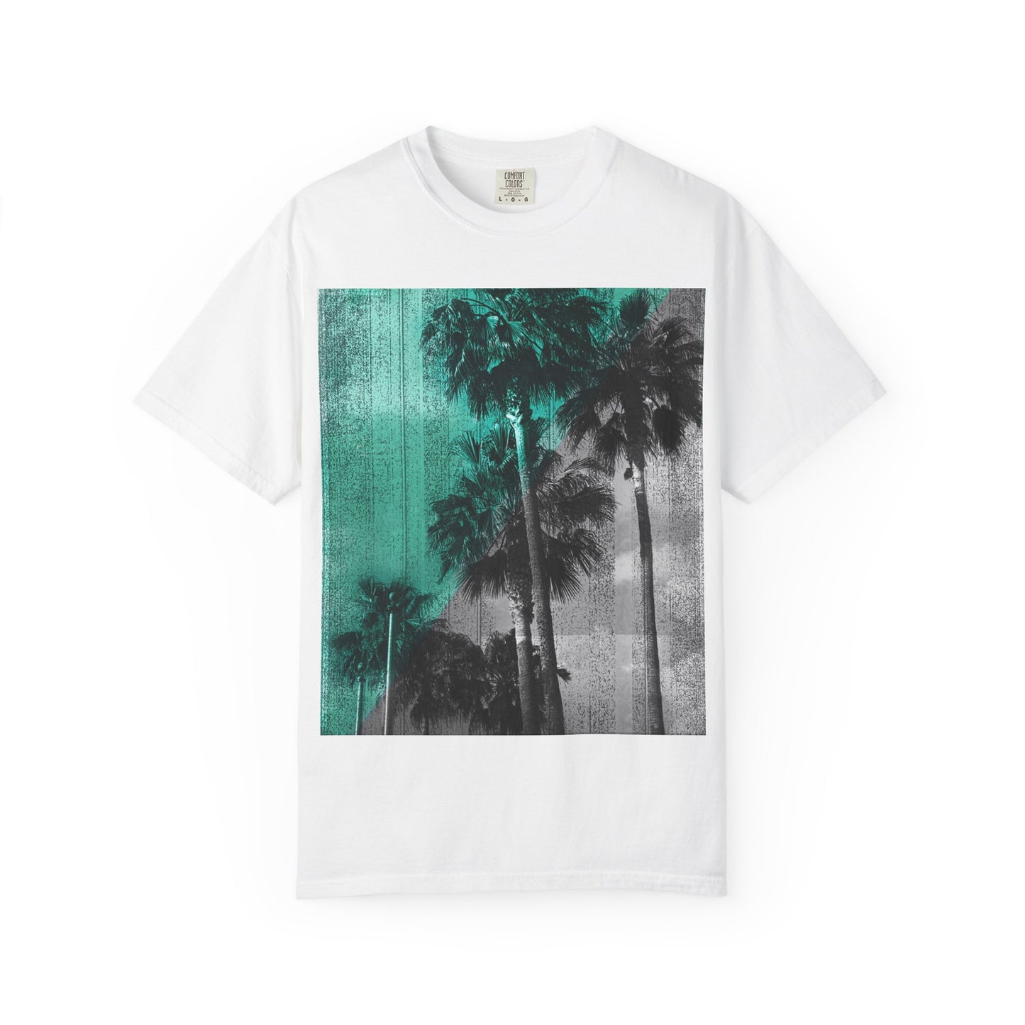 Palm Trees Photo Tee — Vintage Teal Sunset T-Shirt