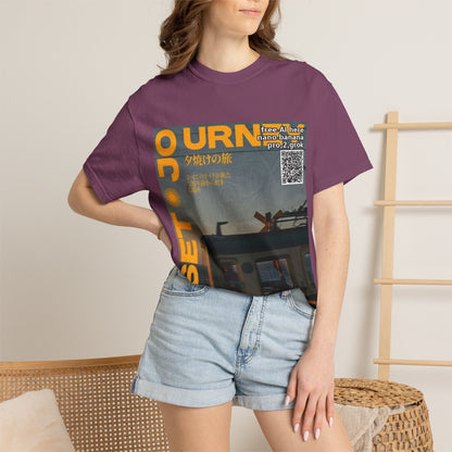 Sunset Train Graphic T-Shirt — Japanese Retro Transit Poster Tee