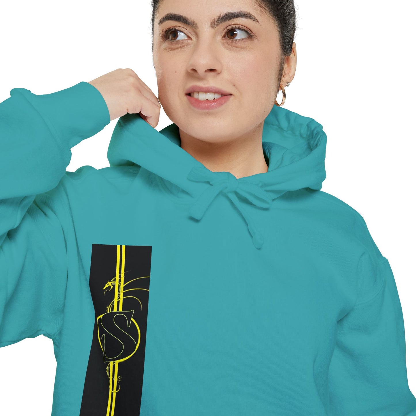 Volleyball Stripe Hoodie — Retro Yellow & Black Volleyball Design